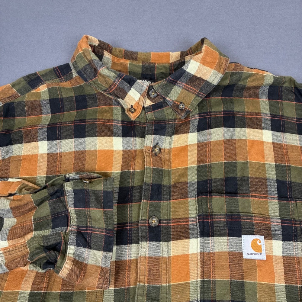 Carhartt Relaxed Fit Rugged Flex Flannel Button Down Shirt Size 2XL